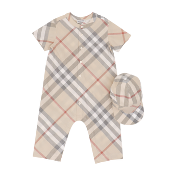 BURBERRY Kids BB 兩件組-帽子/連身褲