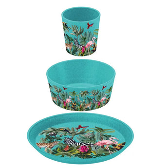 Germany Koziol Kids' Dinnerware Set (3-piece) - Jungle Blue/Green