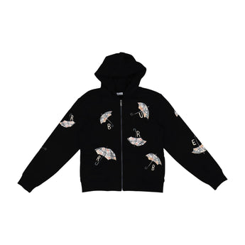 BURBERRY Kids 經典格紋雨傘黑色連帽夾克